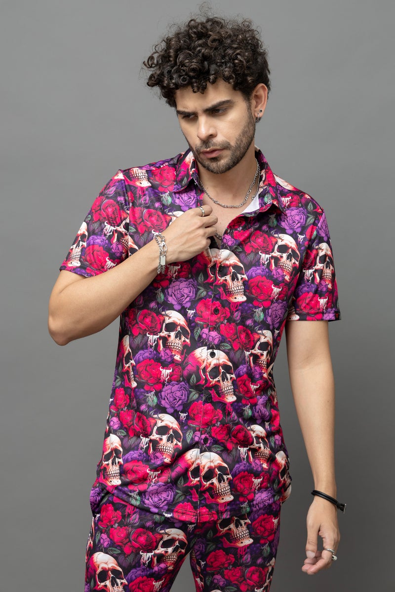 GO DEVIL Colourful Skull Printed Co-Ord Set For Men - Image 3